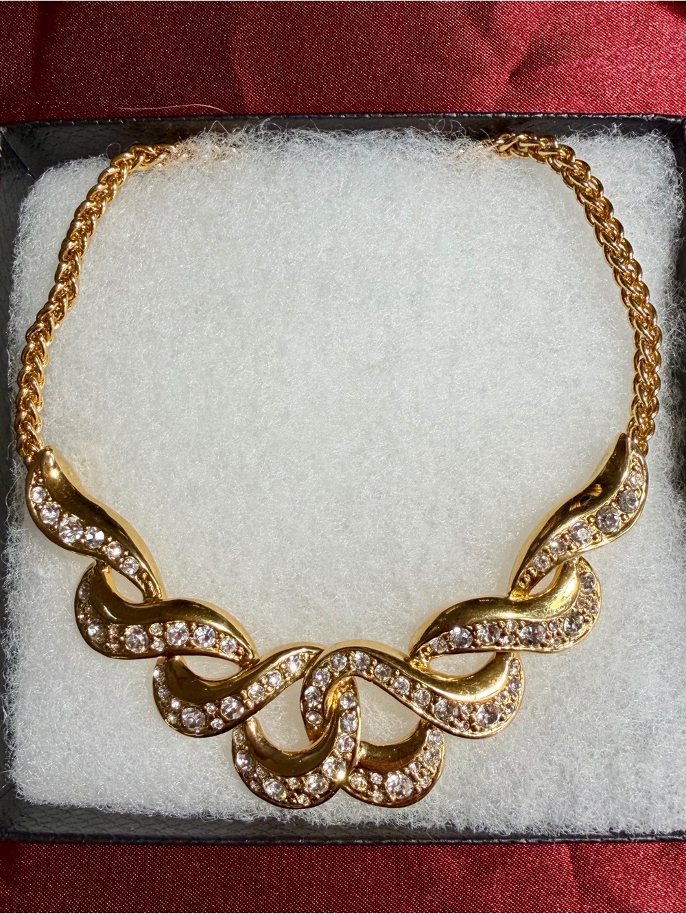 Trifari Gold-Tone Crystal Link Necklace